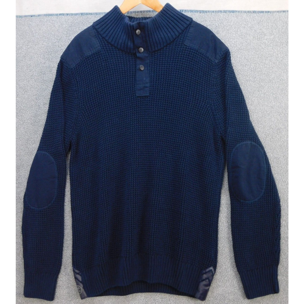 Buffalo David Bitton Commando Sweater Men's XXL Navy Waffle Knit